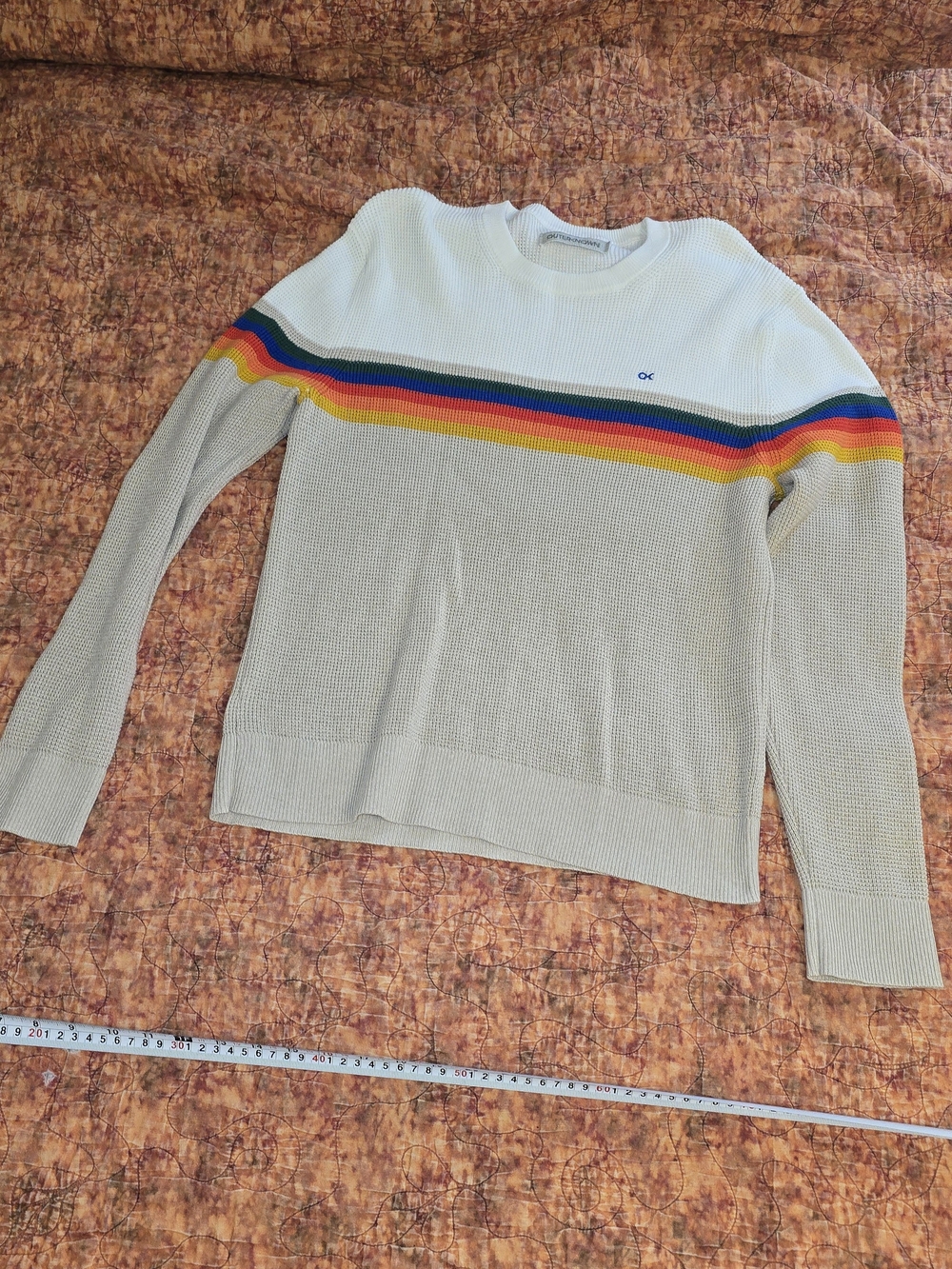 Outerknown Nostalgic Sweater Mens M Oatmeal Rainbow